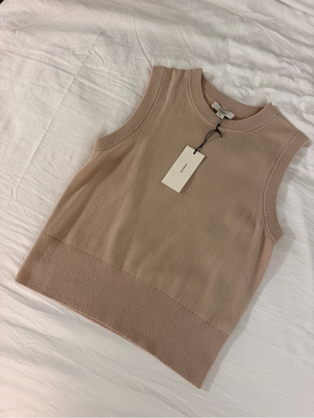 Vince Sleeveless Knit Tank in Nude Pink/Beige